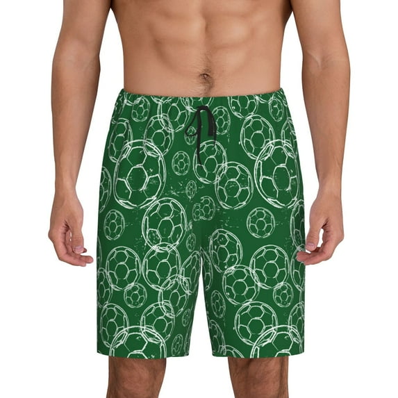 Balery Soccer Men's Cotton Knit Pajama Shorts Waistband & Pockets,Short Pajama Pants-3X-Large