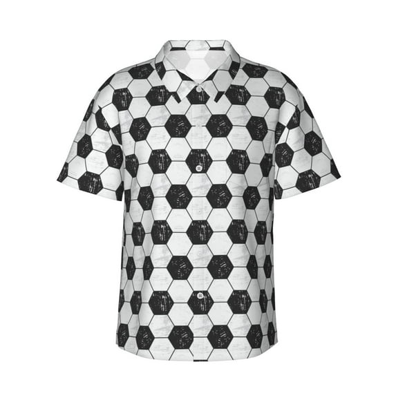 Balery Soccer Print Men's Hawaiian Shirts Short Sleeve Beach Shirt Relaxed Fit Vacation Button Down Shirts-X-Large