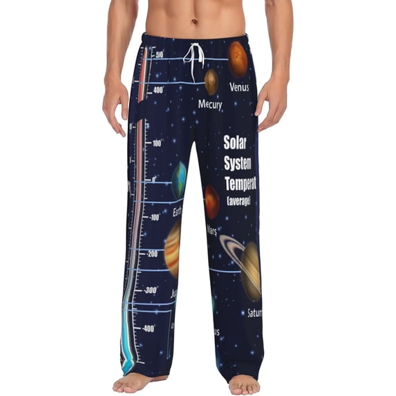 Balery Solar System print Men's Pajama Pants,Ultra Lightweight Pjs,Lounge Pant-XX-Large