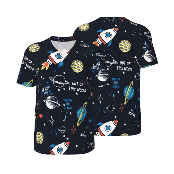 Balery Space Baseball Jersey for Men Casual Button Down Shirts Short Sleeve Active Team Sports Uniform-X-Large