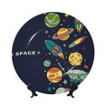 thumbnail image 1 of Balery Space Print Bone China Decorative Plate Ceramic Dinner Plates Art Crafts with Display Stand-6in, 1 of 6