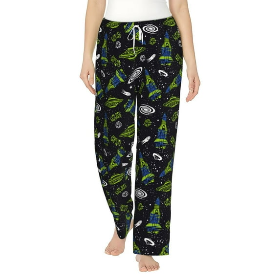 Balery Space Rockets print Women's Pajama Pants,Ultra Lightweight Pjs,Lounge Pant-XX-Large