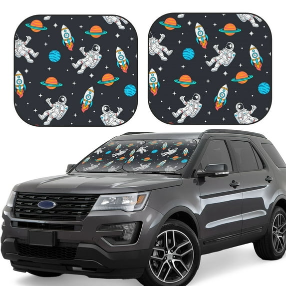 Balery Space Sun Shield 2 Pack For Car Front Windows Foldable Sun Visor Protector Blocks Max Uv Rays And Keeps Your Vehicle Cool For Most Sedans Suv Truck