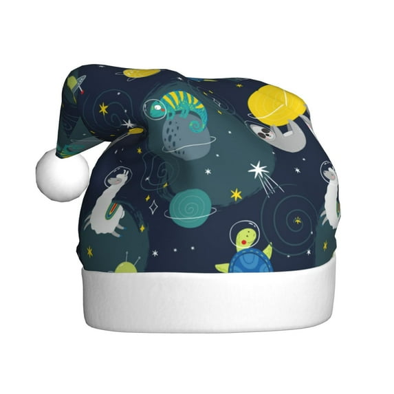 Balery Space and Animals Pattern Santa Hat Christmas Hat Funny Christmas Hat Christmas Knitted Beanie Hat For Men Women Adult
