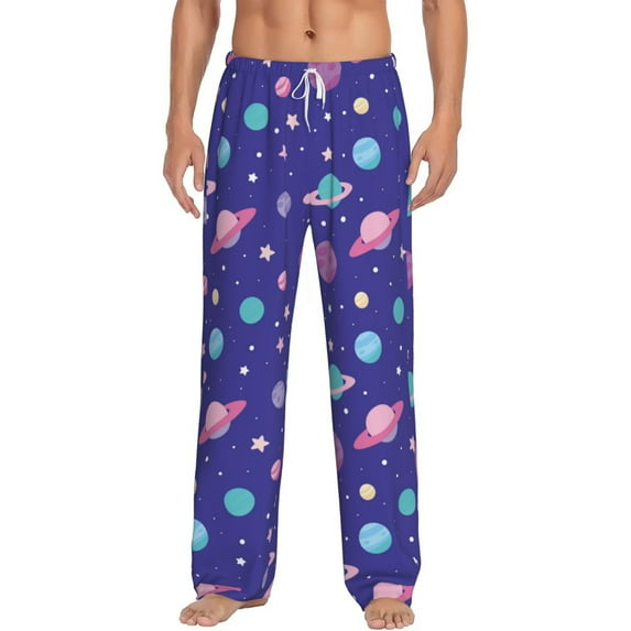 Balery Space print Men's Pajama Pants,Ultra Lightweight Pjs,Lounge Pant-Small