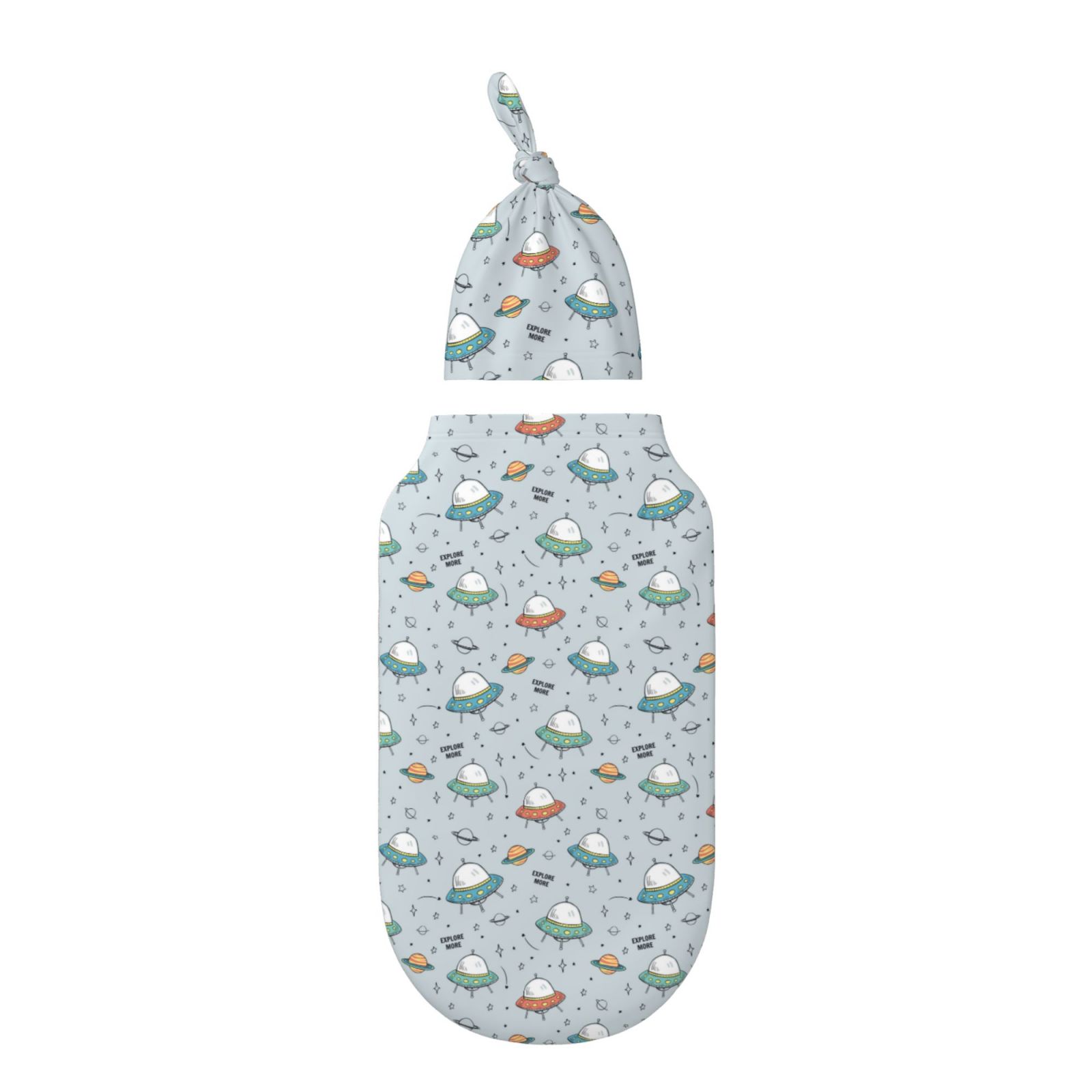 Balery Spaceship Printed Baby Swaddle Receiving Blankets with Matching