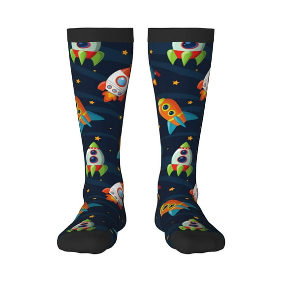 Balery Spaceships And Stars Fun Novelty Socks Men'S Women'S Crew Socks Funny Crazy Novelty Socks Quirky And Cool Socks