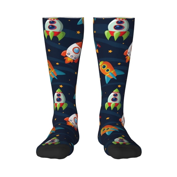 Balery Spaceships And Stars Fun Novelty Socks Men'S Women'S Crew Socks Funny Crazy Novelty Socks Quirky And Cool Socks