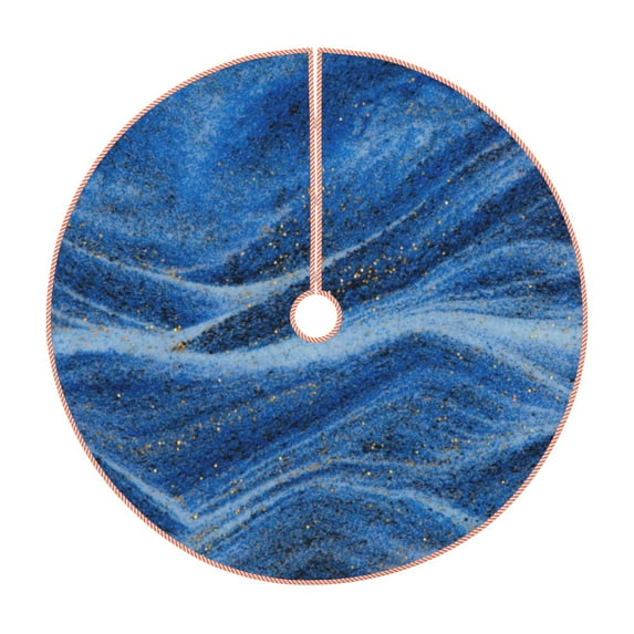 Balery Sparkling With Blue Printed Christmas Tree Skirt , Merry Christmas Party Christmas Tree Decoration,Adjustable Tree Skirt-36"