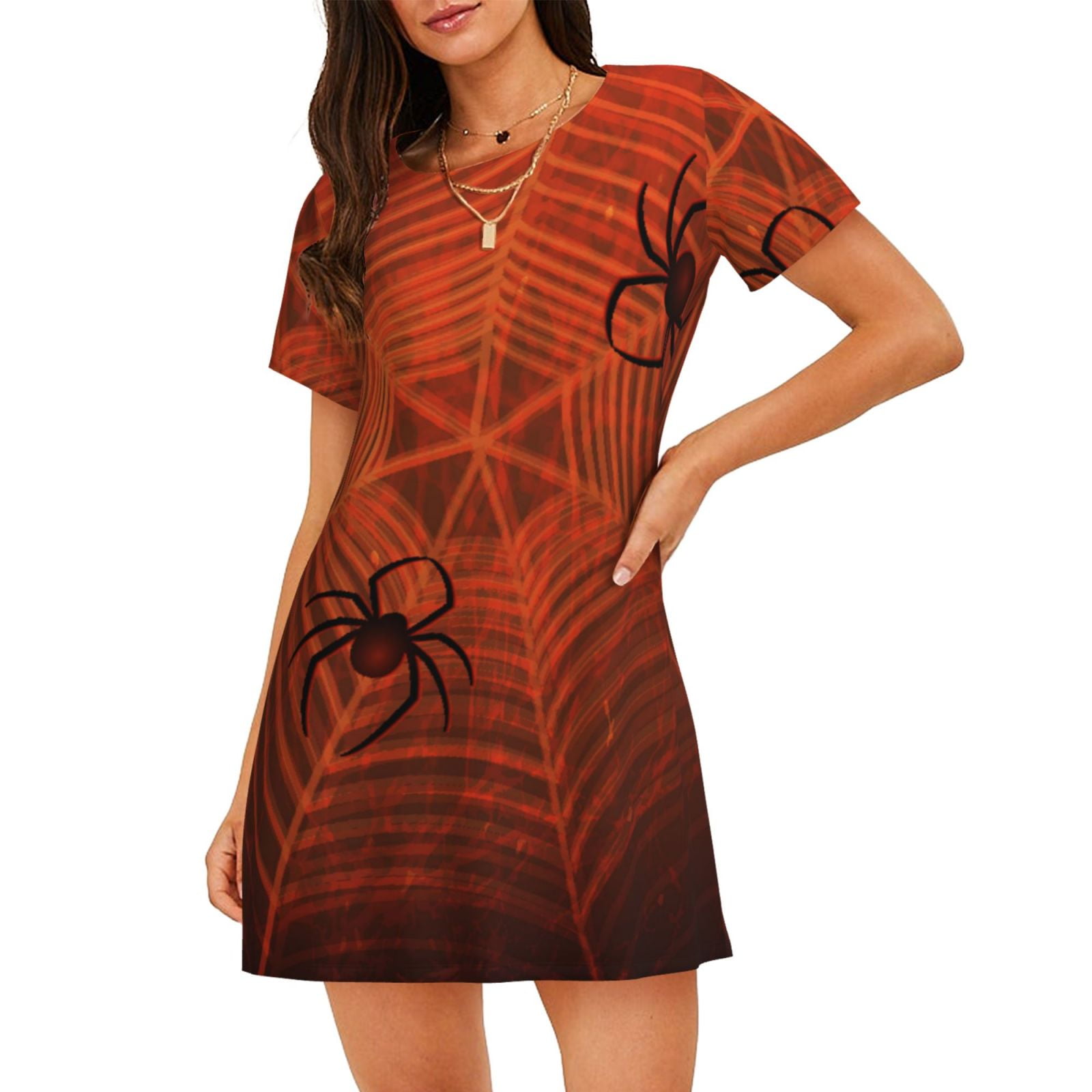 Horror Spider Web Lace Chemise Nightgown