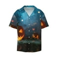 thumbnail image 1 of Balery Spooky Halloween Men's Casual Button Down Shirt Short Sleeve Textured Summer Cuban Beach Shirts-3X-Large, 1 of 7