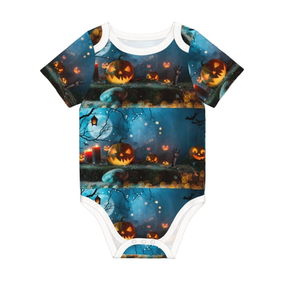 Balery Spooky Halloween Pattern Baby Climbing Clothes Infant Bodysuit Cute Infant Bodysuit Baby Romper-3 Months