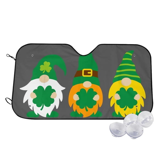 Balery Spring St Patrick’S Day Irish Gnomes Print Car Windshield Sun Shade,Windshield Sunshade for Car Pickup Truck SUV Accessories-Medium