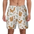 thumbnail image 1 of Balery Squirrel And Leaves Mens Swim Trunks Swim Shorts for Men Quick Dry Inseam Beach Shorts with Compression Liner Pocket-3X-Large, 1 of 9