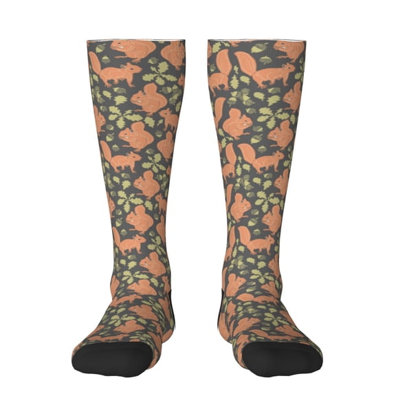 Balery Squirrel And Nuts Printed Novelty Socks Men's Women's Crew Socks Sports Socks Knee High Socks Cotton Socks Quirky and Cool Socks