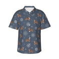 thumbnail image 1 of Balery Squirrel And Snowflakes Print Men's Hawaiian Shirts Short Sleeve Beach Shirt Relaxed Fit Vacation Button Down Shirts-Small, 1 of 9