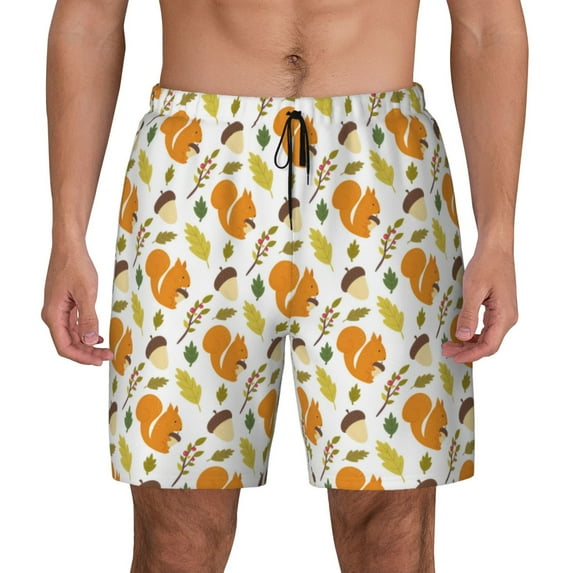 Balery Squirrel Eating Nuts Mens Swim Trunks Swim Shorts for Men Quick Dry Inseam Beach Shorts with Compression Liner Pocket-Medium