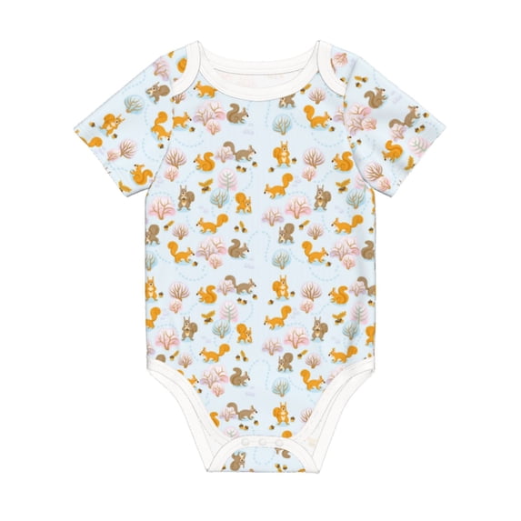 Balery Squirrel In The Forest Pattern Baby Climbing Clothes Infant Bodysuit Cute Infant Bodysuit Baby Romper-2 Years