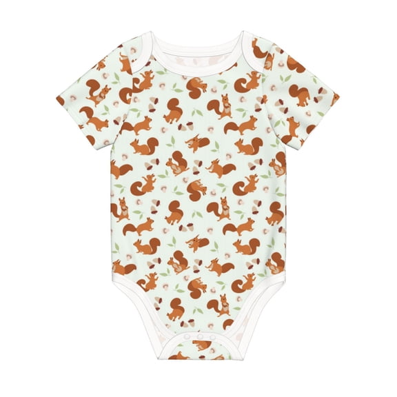 Balery Squirrel Playing Pattern Baby Climbing Clothes Infant Bodysuit Cute Infant Bodysuit Baby Romper-9M