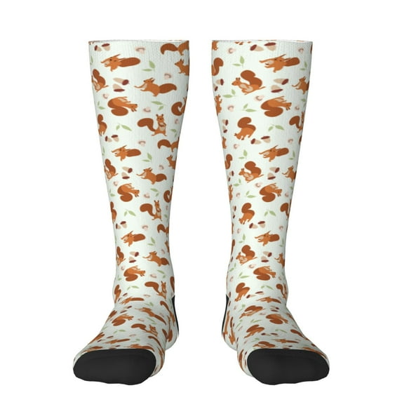 Balery Squirrel Playing Printed Novelty Socks Men's Women's Crew Socks Sports Socks Knee High Socks Cotton Socks Quirky and Cool Socks