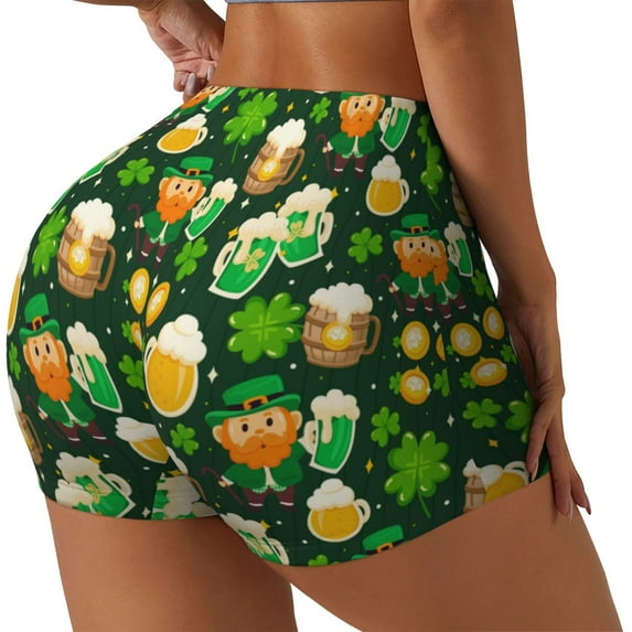 Balery St Patrick's Day10 Printed Workout Shorts for Women Seamless Scrunch Short Gym Yoga Running Sport Active Exercise Fitness Shorts-Large