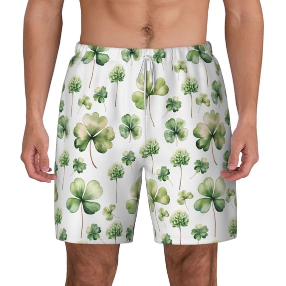 Balery St Patrick's Day3 Mens Swim Trunks Swim Shorts for Men Quick Dry Inseam Beach Shorts with Compression Liner Pocket-Medium