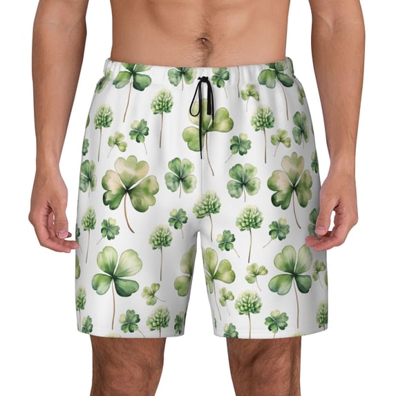 Balery St Patrick's Day3 Mens Swim Trunks Swim Shorts for Men Quick Dry Inseam Beach Shorts with Compression Liner Pocket-Medium