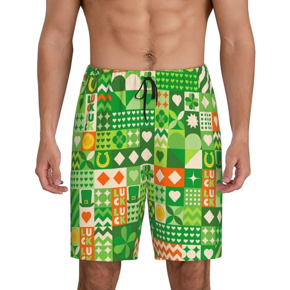 Balery St Patrick's Day6 Men's Cotton Knit Pajama Shorts Waistband & Pockets,Short Pajama Pants-Large