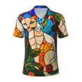 Balery Stained Glass Cat Art Printed Men’s Short Sleeve Polo Shirt
