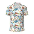 thumbnail image 1 of Balery Stamp Printed Men’s Short Sleeve Polo Shirt, Midweight Men's Shirt,Golf Polo shirts -Small, 1 of 9