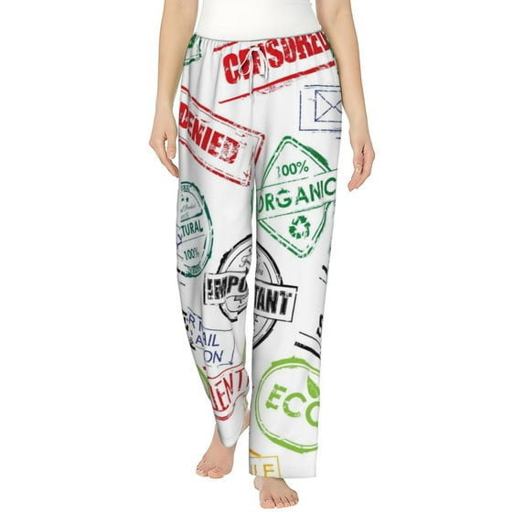 Balery Stamp Set Collection print Women's Pajama Pants,Ultra Lightweight Pjs,Lounge Pant-X-Large