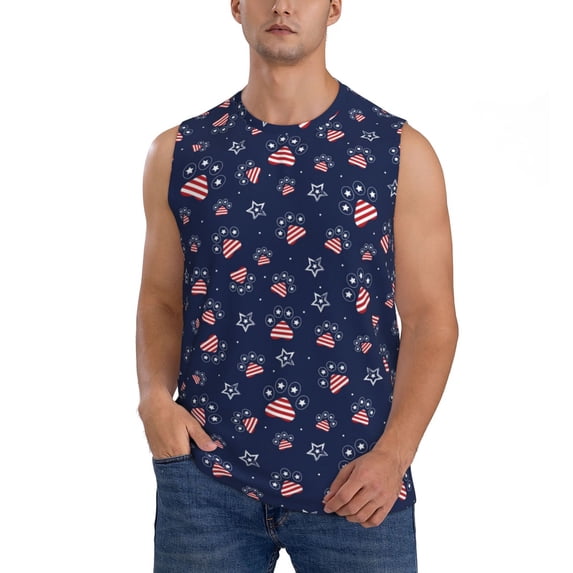 Balery Star Dog Paw Men's Sleeveless Muscle Shirts Workout Tank Top, Moisture Wicking, Odor Protection-XX-Large