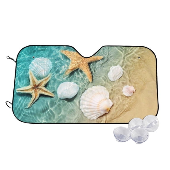Balery Starfish And Seashell Windshield Sun Shade, Car Front Window ...