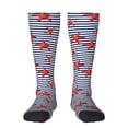 thumbnail image 1 of Balery Starfish Navy Blue Stripe Printed Novelty Socks Men's Women's Crew Socks Sports Socks Knee High Socks Cotton Socks Quirky and Cool Socks, 1 of 9