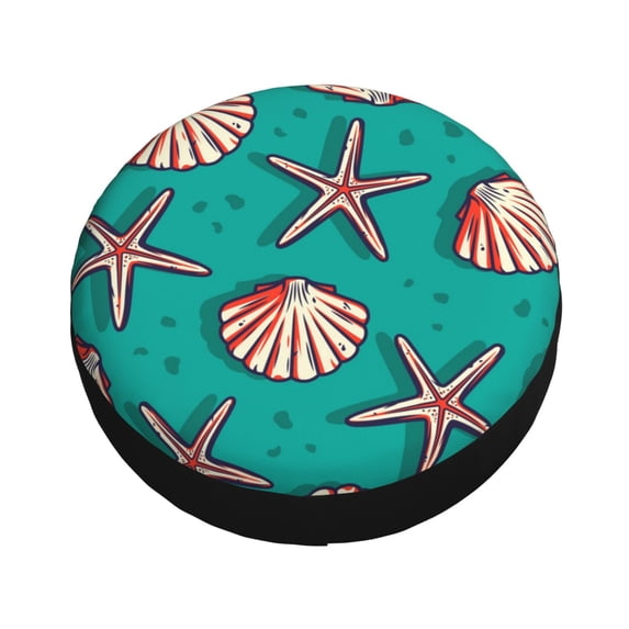 Balery Starfish and Shell Tire Covers - Tough Tire Wheel Protector for Truck, SUV, Trailer, Camper, RV -15 inch