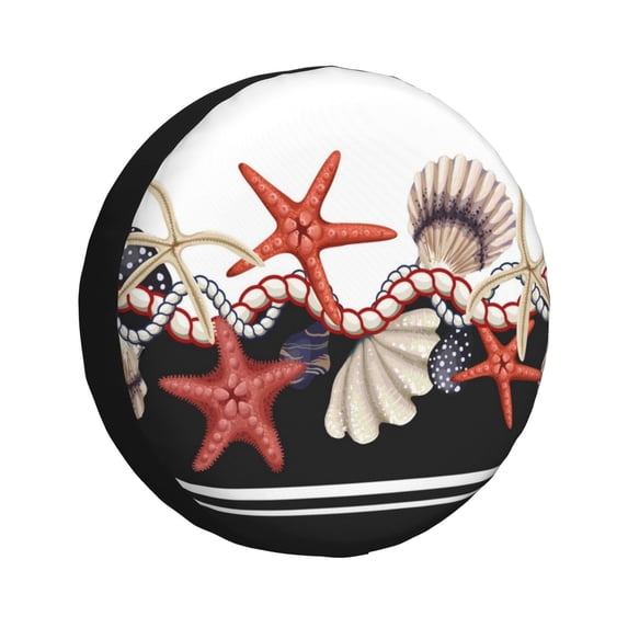 Balery Starfishes Shellstire Cover Waterproof Dust-Proof, Universal Spare Wheel Tire Cover For Trailer, Rv, Suv Truck And Vehicle Camper Accessories-14 Inch
