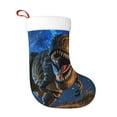 thumbnail image 1 of Balery Starry Night Charging Dinosaur Pattern Christmas Stockings with Initials, 18" Large Knit Christmas Stocking,Xmas Stocking for Kids, Holiday and Family Stocking, 1 of 1