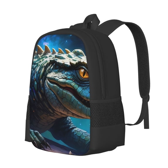 Balery Starry Sky Colorful Crocodile A Backpack for Men and Women - Durable 600D Oxford Cloth -Large Capacity, Water-Resistant School, Travel, and Hiking Bag