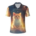thumbnail image 1 of Balery Starry Sky Constellation Cat Printed Men’s Short Sleeve Polo Shirt, Midweight Men's Shirt,Golf Polo shirts -4X-Large, 1 of 8