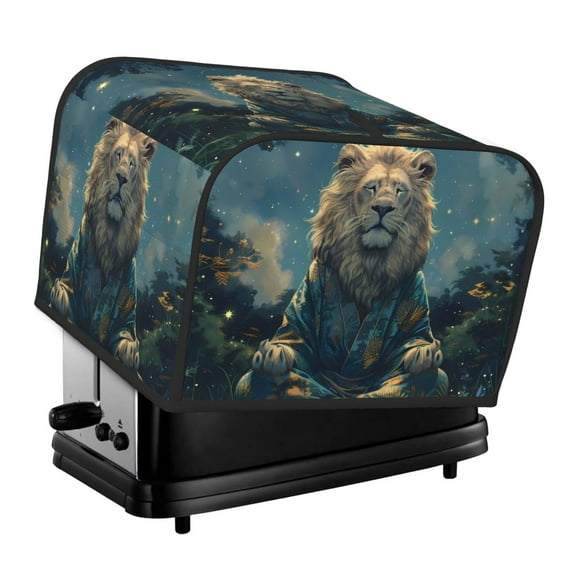 Balery Starry Sky Meditating Lion Pattern Oven Cover Kitchen Bread Machine Protector, 4 Slice Toaster Cover for Home, Anti Dust Fingerprint Coaster Cover