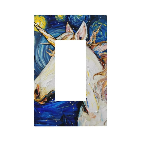 Balery Starry White Horse for Duplex Wall Plates Kit, Electrical Outlet Covers, Standard Size 1-Gang 5.0" x3.0", Electric Receptacle Plug Covers-Style U