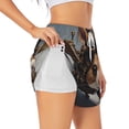 thumbnail image 1 of Balery Steampunk Squirrel Pilot Pattern Women's Running Shorts with Liner 2 Pockets Elastic Workout Athletic Gym Yoga Shorts-XX-Large, 1 of 7