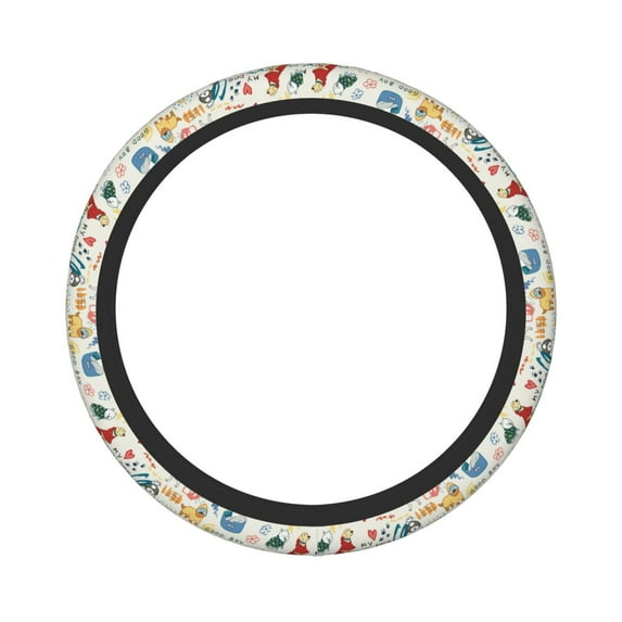 Balery Steering Wheel Covers Dogs Funny Pets Elastic Skidproof Steering Wheel Protective Cover Case Fit Universal Auto Accessories Decor