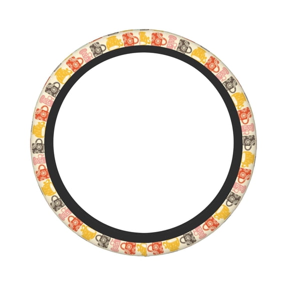 Balery Steering Wheel Covers Vintage Cup Elastic Skidproof Steering Wheel Protective Cover Case Fit Universal Auto Accessories Decor