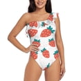 thumbnail image 1 of Balery Strawberries One Shoulder Swimsuits for Women Ruffle Swimsuits Tummy Control One Shoulder Bathing Suits-Medium, 1 of 8