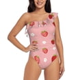 thumbnail image 1 of Balery Strawberries One Shoulder Swimsuits for Women Ruffle Swimsuits Tummy Control One Shoulder Bathing Suits-Medium, 1 of 8