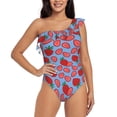 thumbnail image 1 of Balery Strawberries One Shoulder Swimsuits for Women Ruffle Swimsuits Tummy Control One Shoulder Bathing Suits-XX-Large, 1 of 8