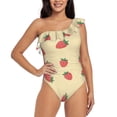 thumbnail image 1 of Balery Strawberries One Shoulder Swimsuits for Women Ruffle Swimsuits Tummy Control One Shoulder Bathing Suits-XX-Large, 1 of 8