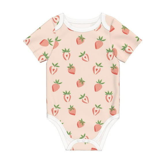 Balery Strawberries Pattern Baby Climbing Clothes Infant Bodysuit Cute Infant Bodysuit Baby Romper-12 Months