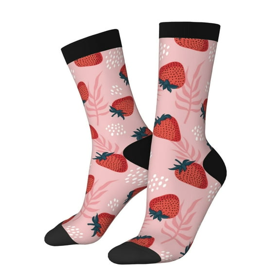 Balery Strawberries Pattern Crew Socks Unisex– Soft & Breathable Socks for Men & Women, One-Size Fits Most (US 5-11), Comfortable & Durable for Daily Wear